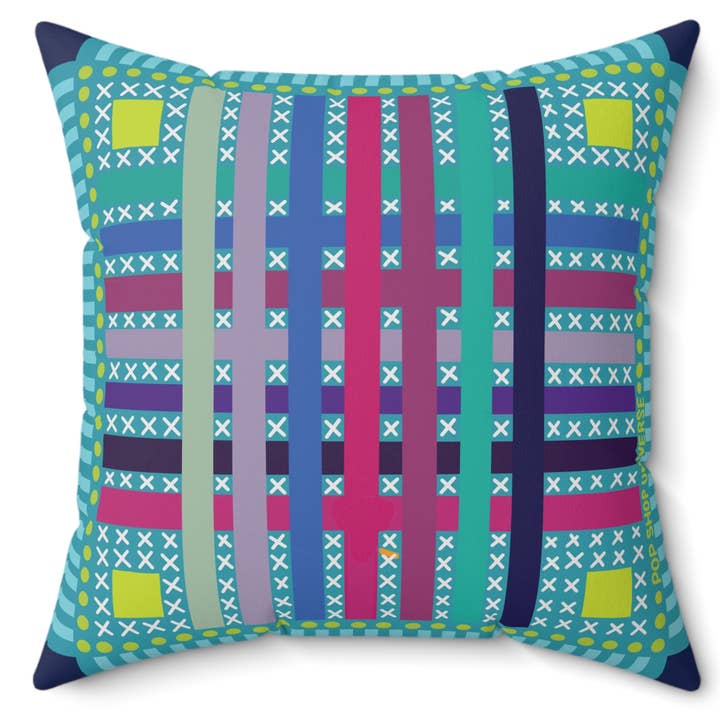 Florence, Geometrisches Maximalistisches Kissen, 45,7 x 45,7 cm für den Großhandel von Pop Shop Universe
