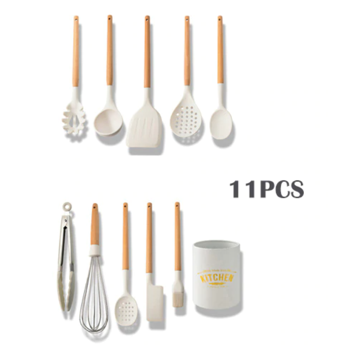 Homerely (We Cover All Import Duties) - Wholesale Kitchen Utensil Set - White / Black Silicone Kitchen Utensils Set4