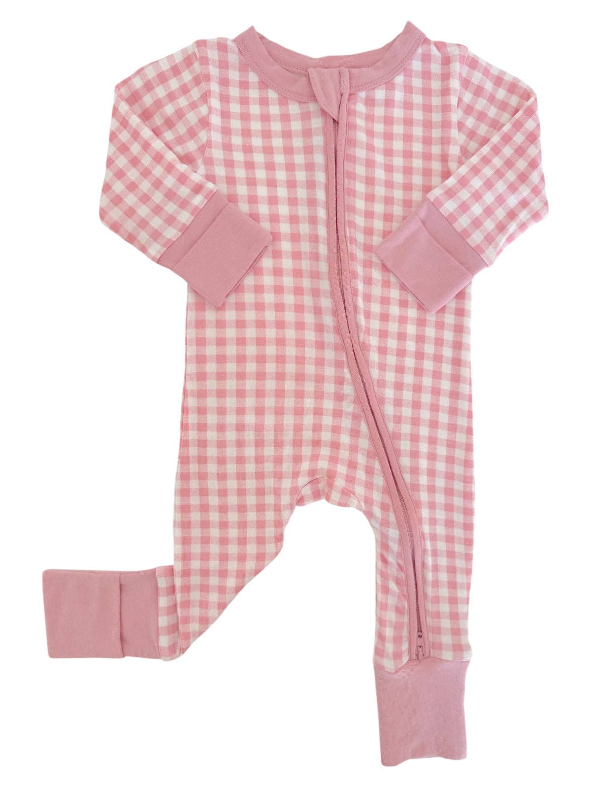 SpearmintLOVE - Vente Barboteuse – bébé - Combinaison à fermeture éclair convertible 2 en 1, Vichy rose2