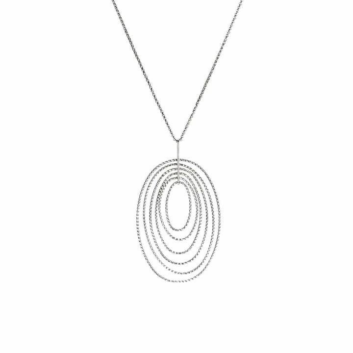 Rhodium-plated silver oval diamond necklace for wholesale by ORUS BIJOUX