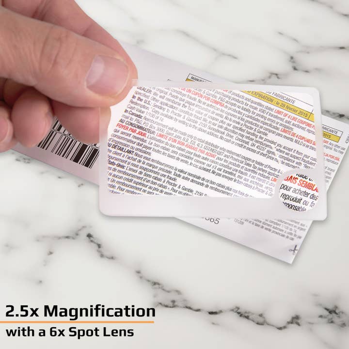 Carson - Wholesale Magnifying Glass - Twin Pack 2.5x Credit Card Size Magnifier with 6x Spot Lens