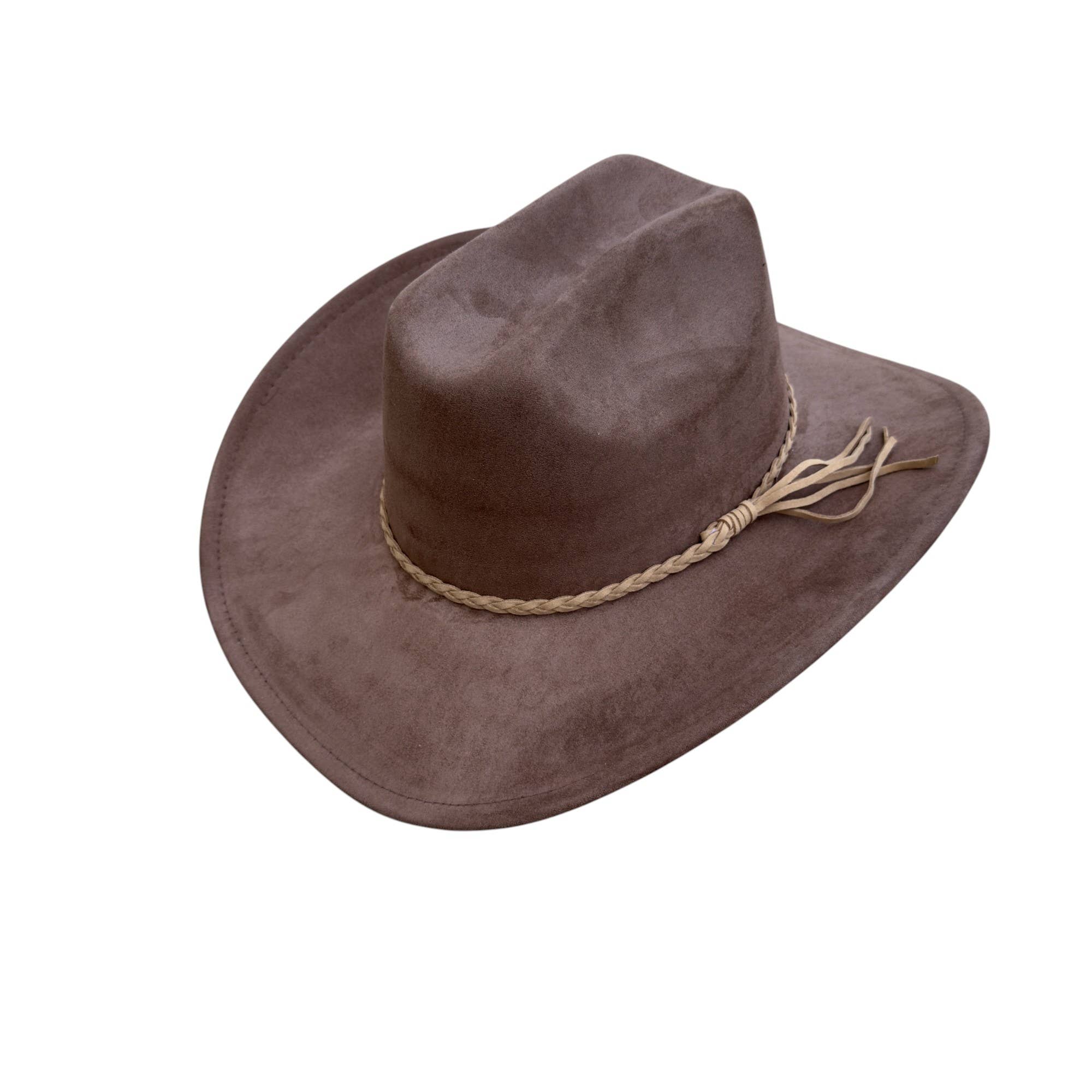 Portia Hat - Venta al por mayor Sombrero cowboy - Mujer - Sombrero de vaquero estilo ganadero de ante vegano con banda de ante2