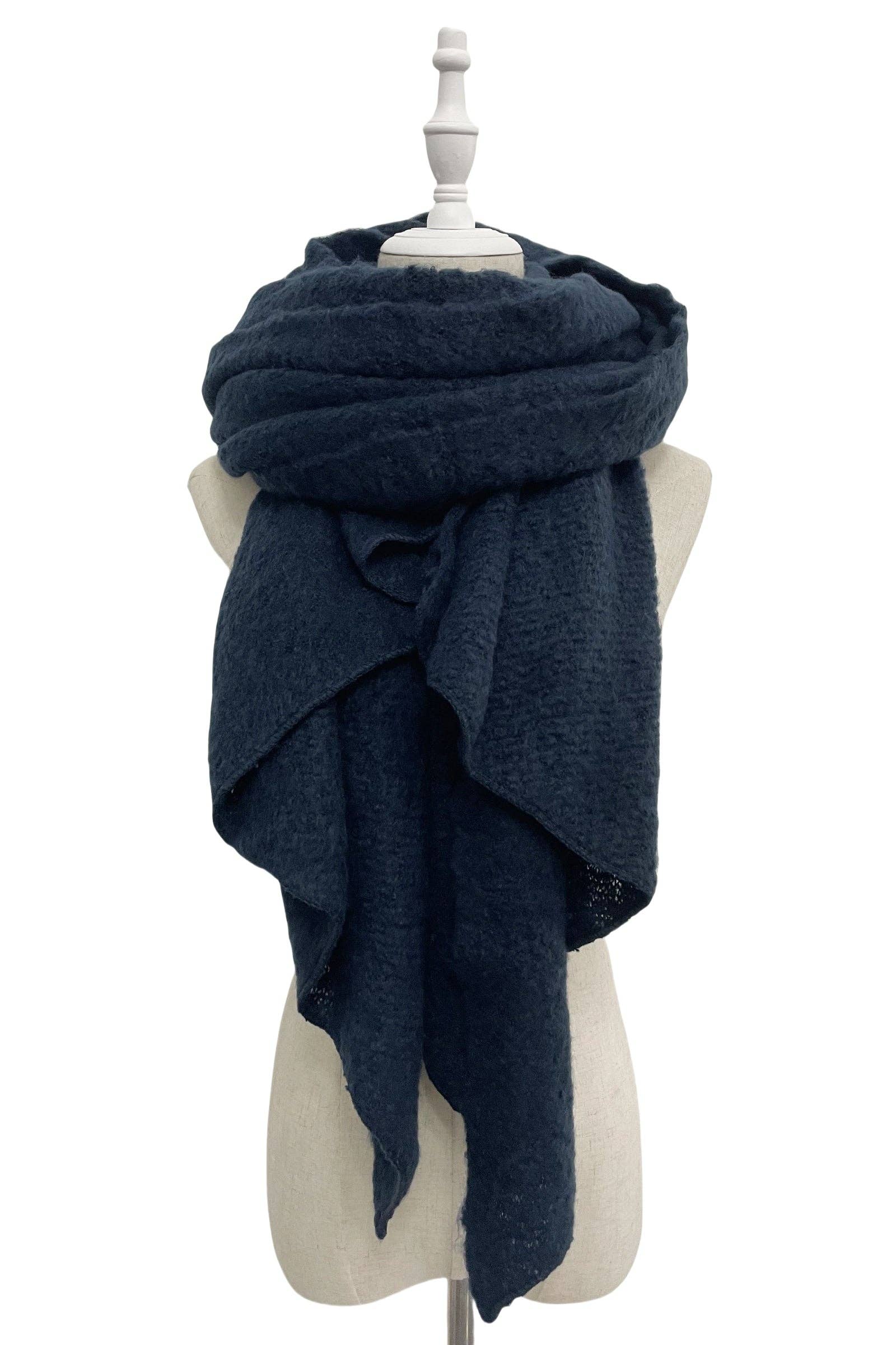 Fashion Scarf World - Wholesale Scarf - Women's - Plain Boucle Diagonal Edge Wool Scarf37