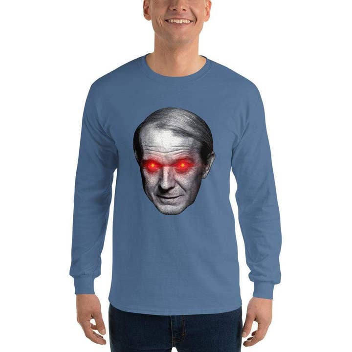 The Philosopher's Shirt – Großhandel T-Shirt mit Siebdruck – Herren – Gilles Deleuze mit Laseraugen - Langarmshirt4