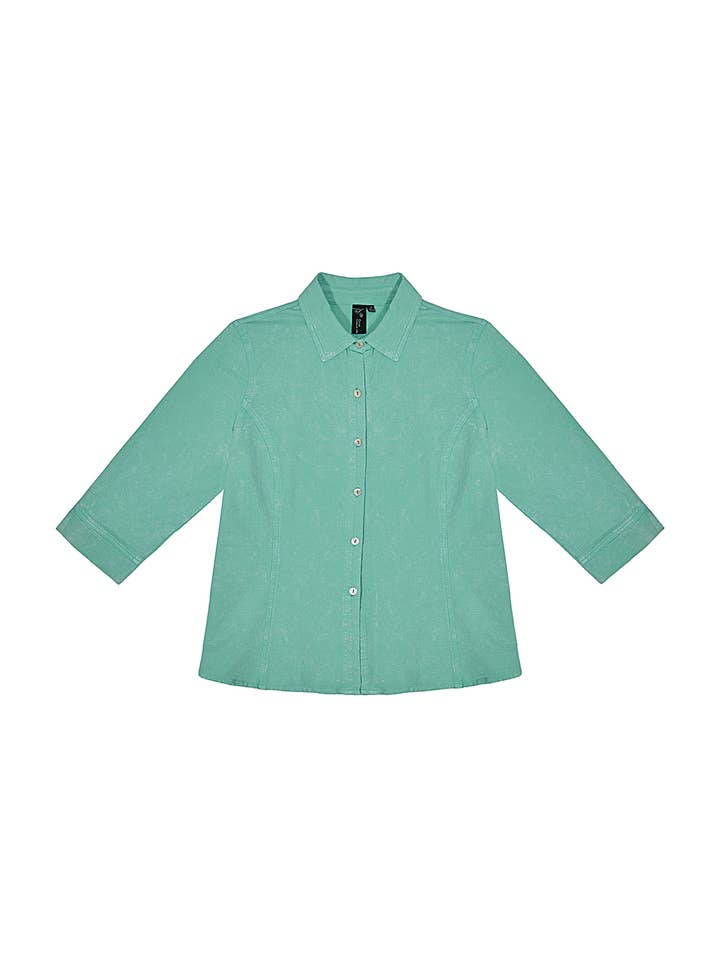 Focus Fashion - Wholesale Button Down Shirt - Women's - Women's 3/4 Sleeve Stretch Button Down Shirt - JT1010