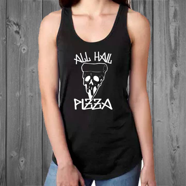 All Hail Pizza Racerback Women's Tank for wholesale by Blaspheme Boutique