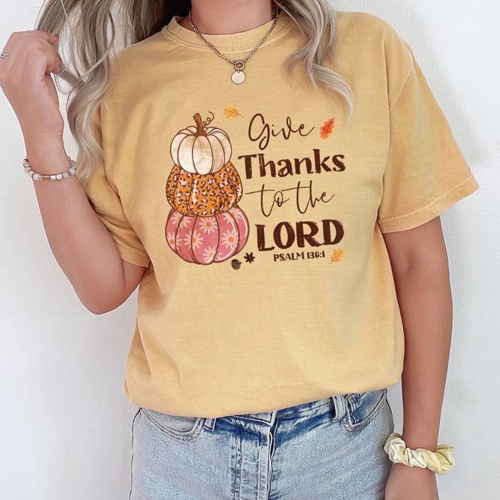 T-shirt de outono Psalm 136 - T-shirt gráfica - Thanksgiving por atacado de Wholehearted Motherhood and Co.