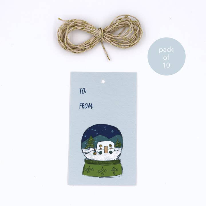 Snow globe Christmas Gift Tag Set for wholesale by Rachel Alvarez Art