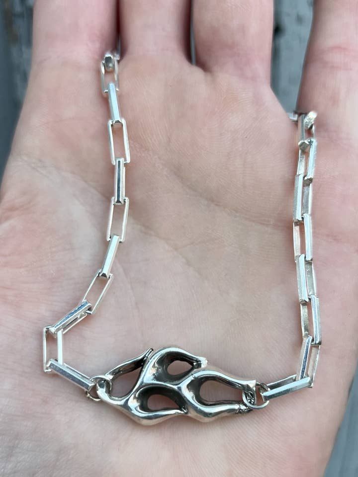 Shovelhead Outer Flame Box Chain Necklace for wholesale by Velvet Moss Magic