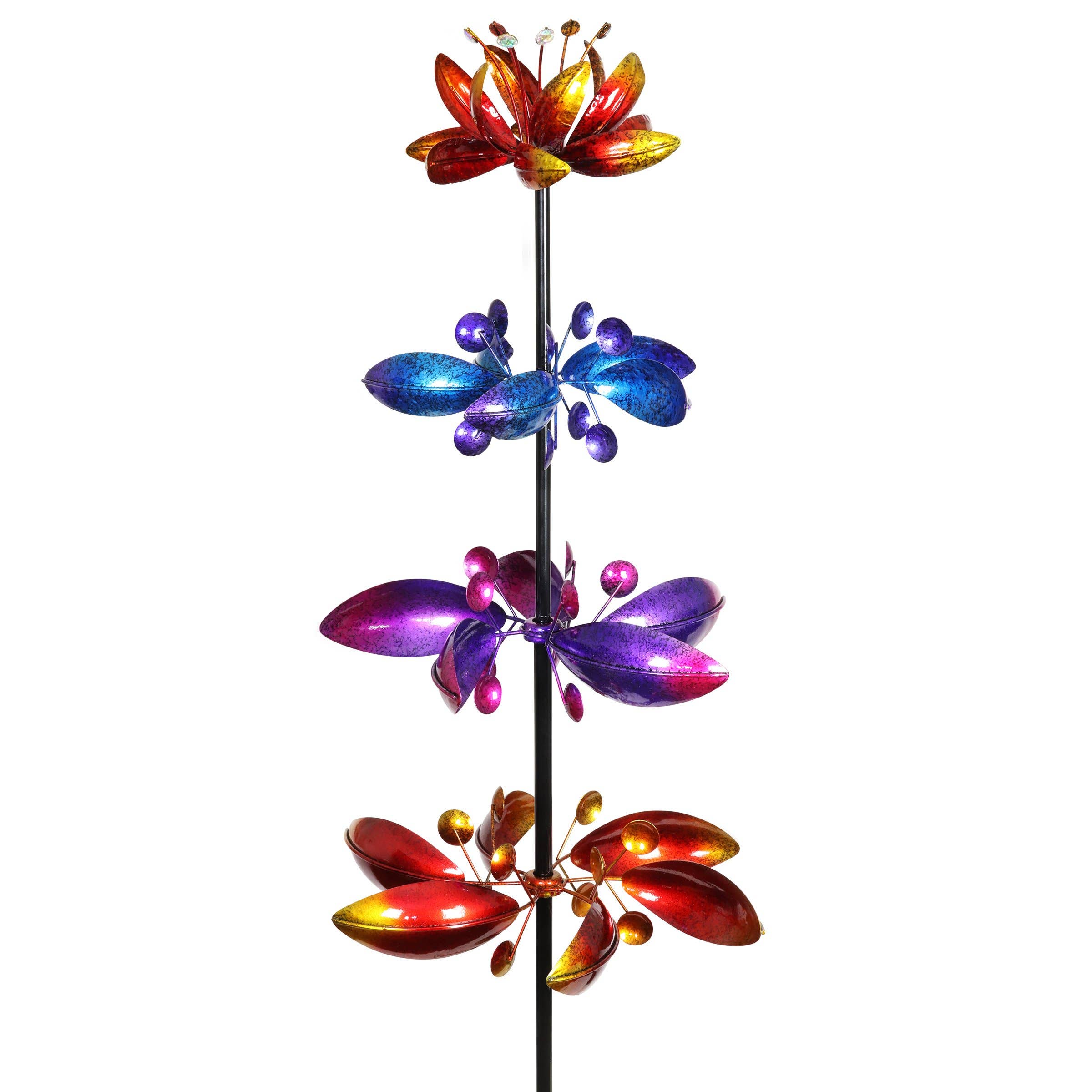 Exhart - Wholesale Garden/Lawn Stake - Four Flower Spinner Stake8