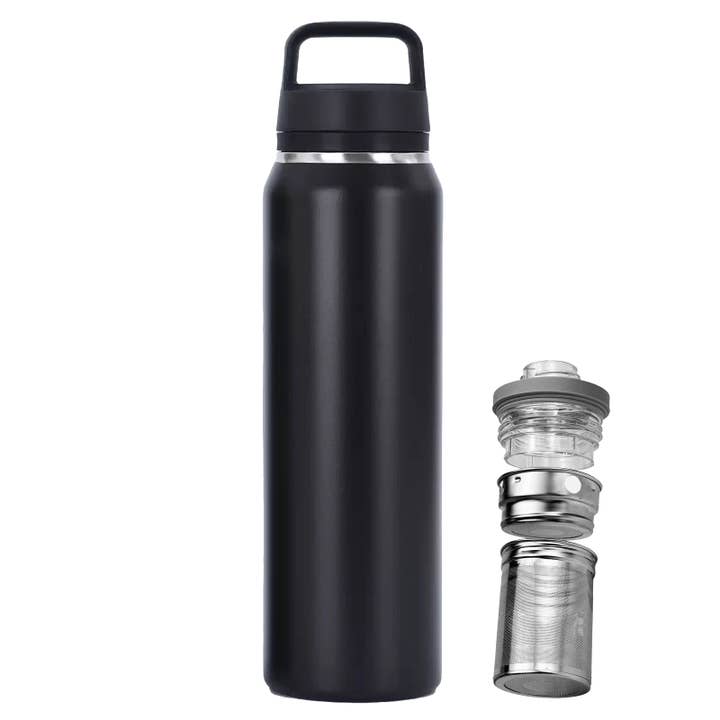 Bouteille d'eau de sport en acier inoxydable Cuisiland 700 ml avec infuseur à thé à double couche, mug de voyage isotherme – Fiole à double paroi avec poignée, thermos étanche pour boissons chaudes et froides. pour la vente par Best-Z Trading Inc.