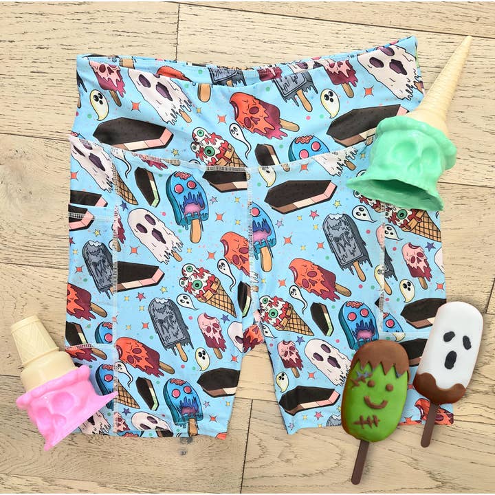 Monster-Eiscreme-Capris, Leggings & Biker-Shorts (Exklusiv) - Hochwertige handgefertigte lebendige Leggings für den Großhandel von Beautifully Unique® Bootique