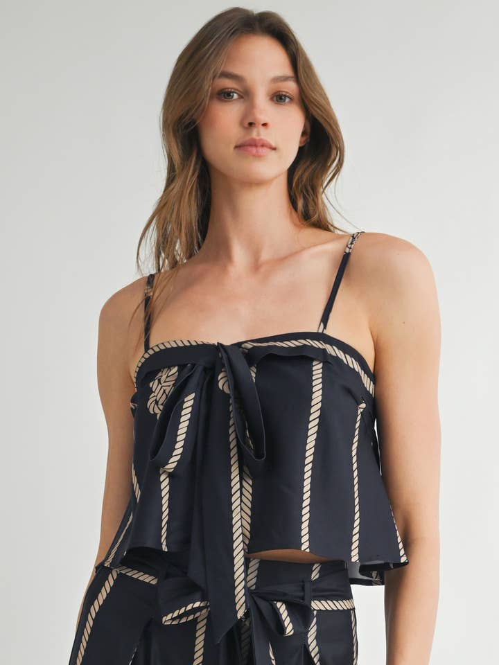Gold Rope Bow Detail Flowy Top for wholesale by EB LUXE