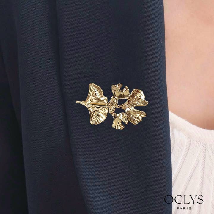 Broche feuille acier inoxydable Lali pour la vente par Oclys