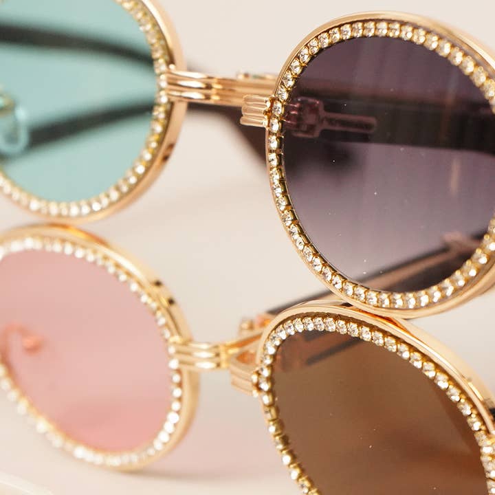 ASSORTED COLOR Women Luxury White Crystal Sun Glasses for wholesale on Faire4