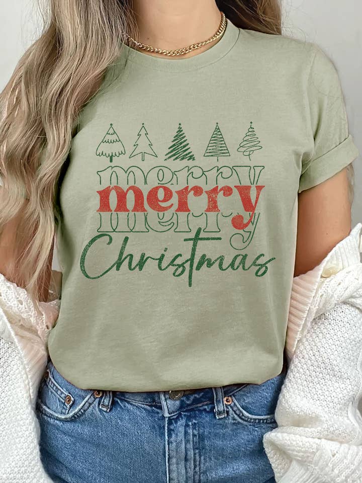 FROHE WEIHNACHTEN BÄUME GRAFISCHE T-SHIRTS für den Großhandel von Rustee Clothing