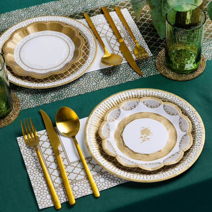 Talking Tables USA - Wholesale Disposable Napkin - Mosaic Gold Party Napkins | 20 Pack | Christmas Napkins |