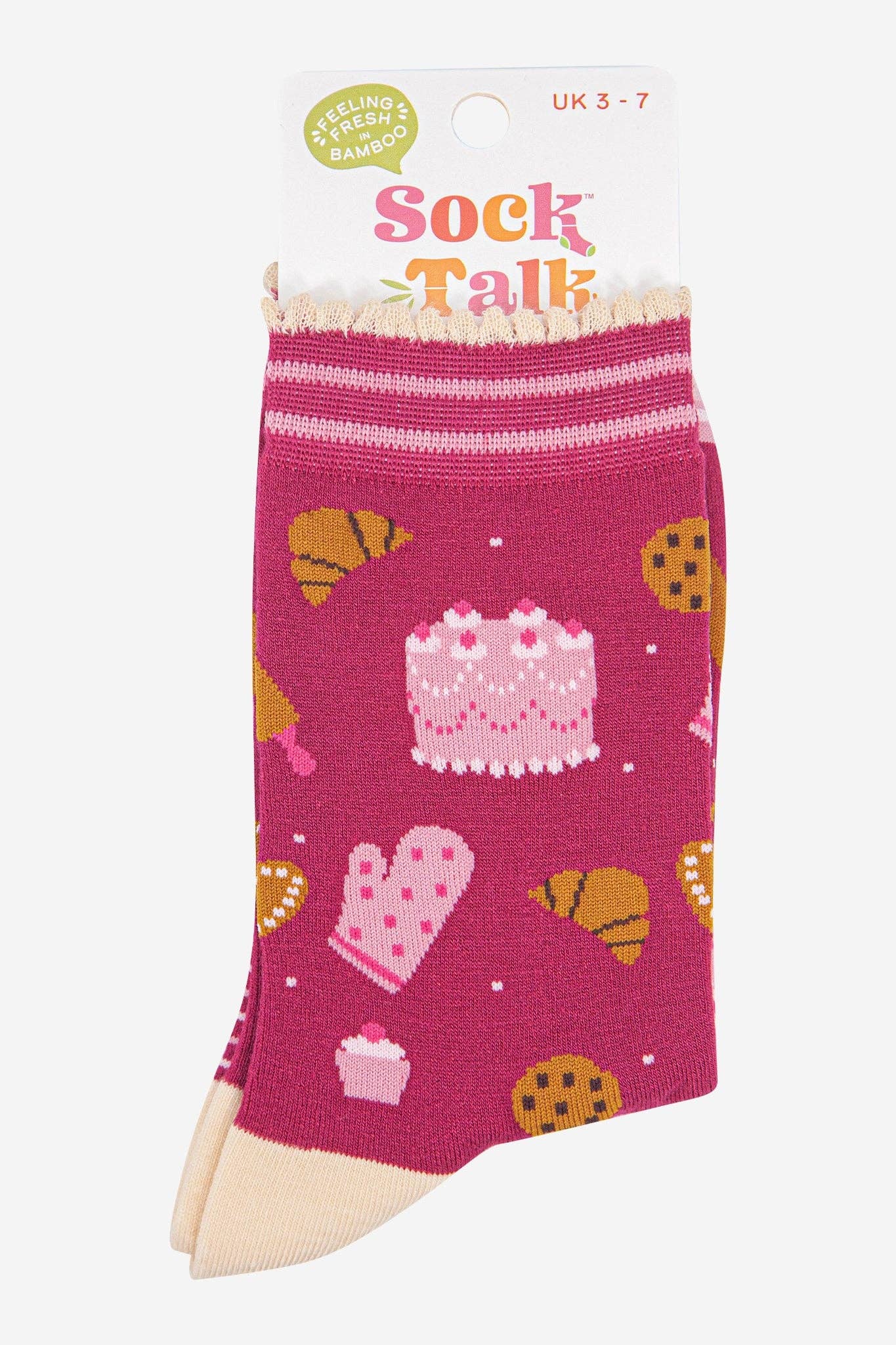 Sock Talk - Wholesale Socks - Women's - Women's Bamboo Socks - Raspberry/Light Pink, Baking3