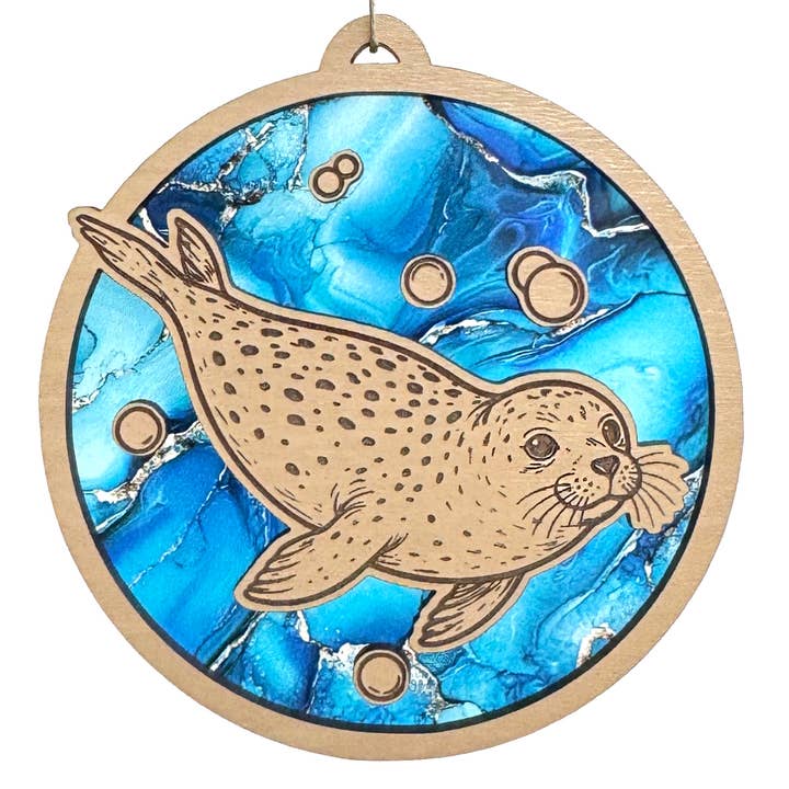 Ornement de phoque commun, ornement de mammifère marin pour la vente par Art by Sharell
