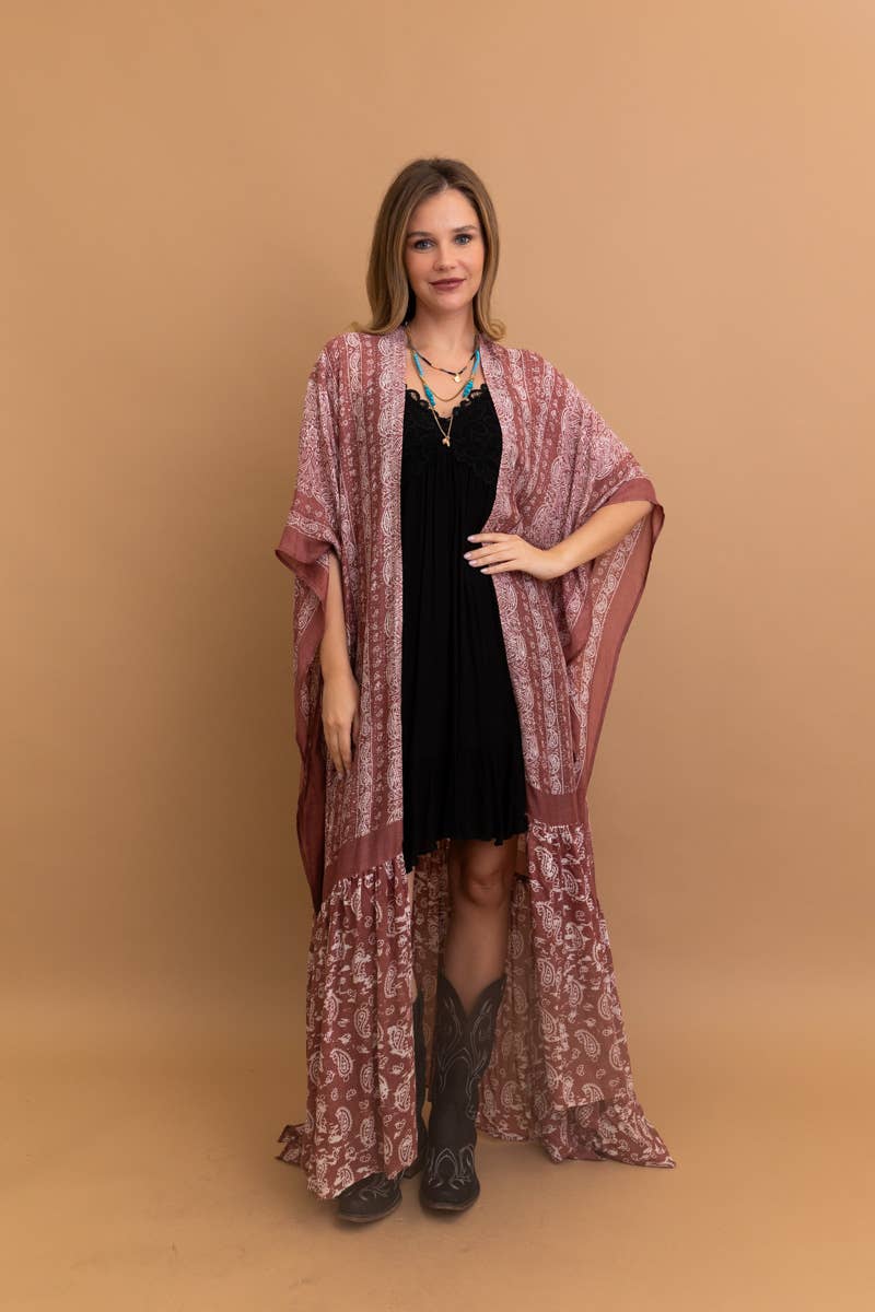 Leto Accessories - Wholesale Kimono - Women's - Free Flow Paisley Longline Kimono - Bestseller 😍1
