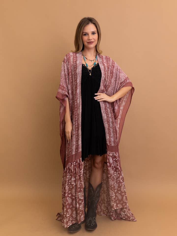 Leto Accessories - Wholesale Kimono - Women's - Free Flow Paisley Longline Kimono - Bestseller 😍1