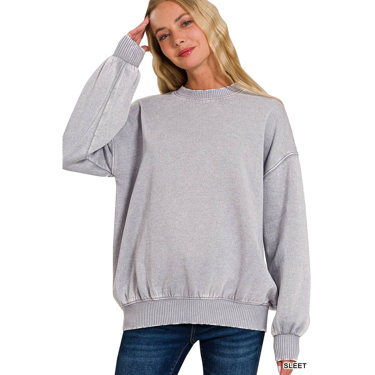 Apolline - Wholesale Sweatshirt - Women's - ACID WASH FLEECE OVERSIZED PULLOVER8