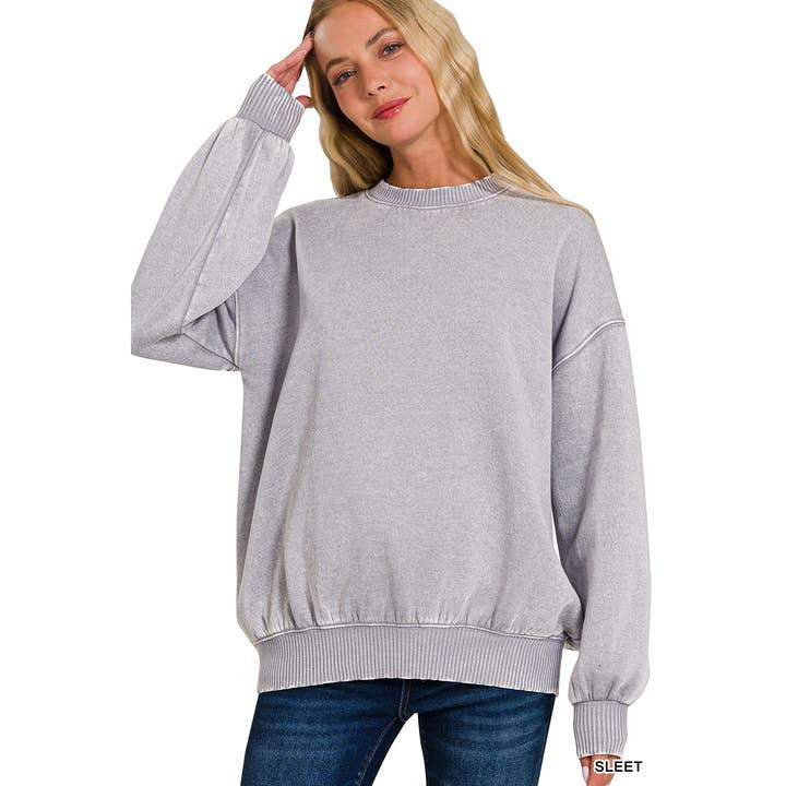 Apolline - Wholesale Sweatshirt - Women's - ACID WASH FLEECE OVERSIZED PULLOVER8