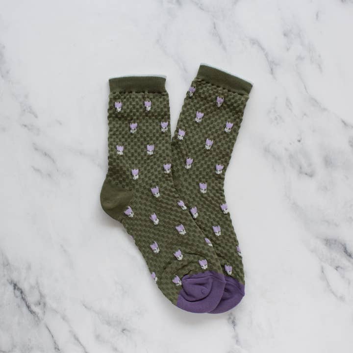 Tiepology - Wholesale Socks - Women's - Embossed Flower Casal Socks