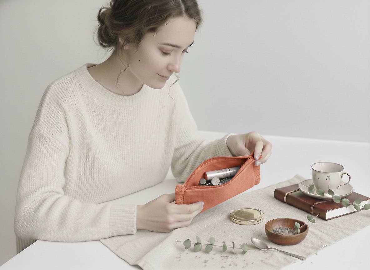 House of Kraft - Wholesale Pouch - Women's - Canvas Ruffle Pouches | Canvas Travel Pouches | Zipper Pouch33