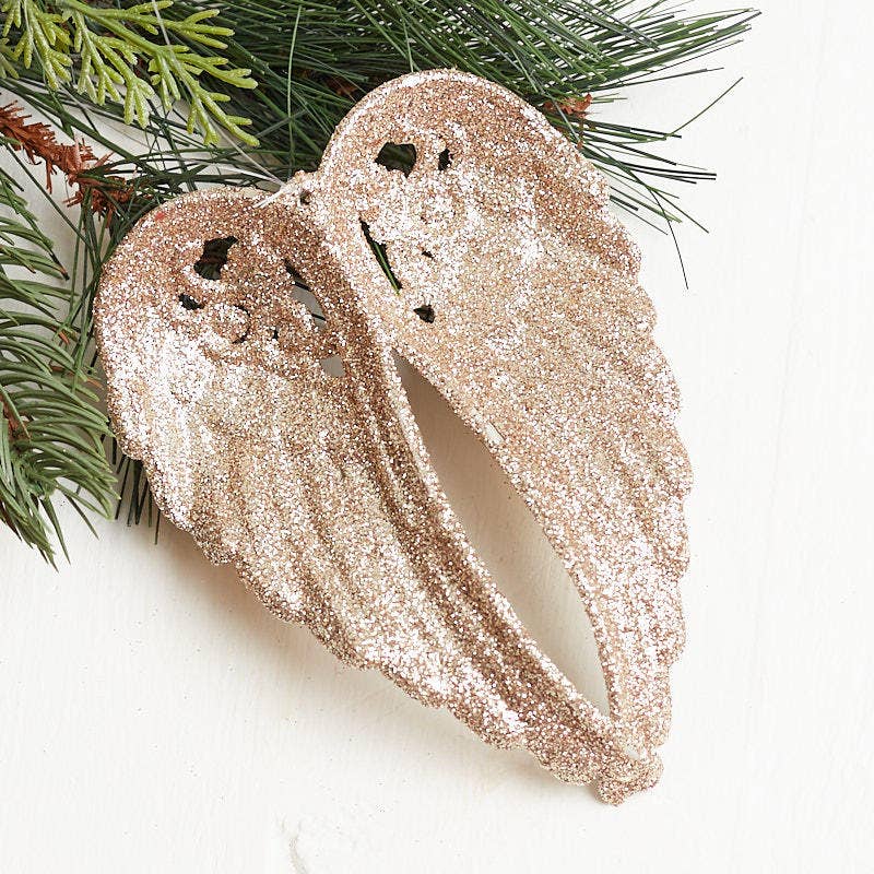 Factory Direct Craft – wholesale Christmas decoration – Champagne Glitter Angel Wing Ornament3