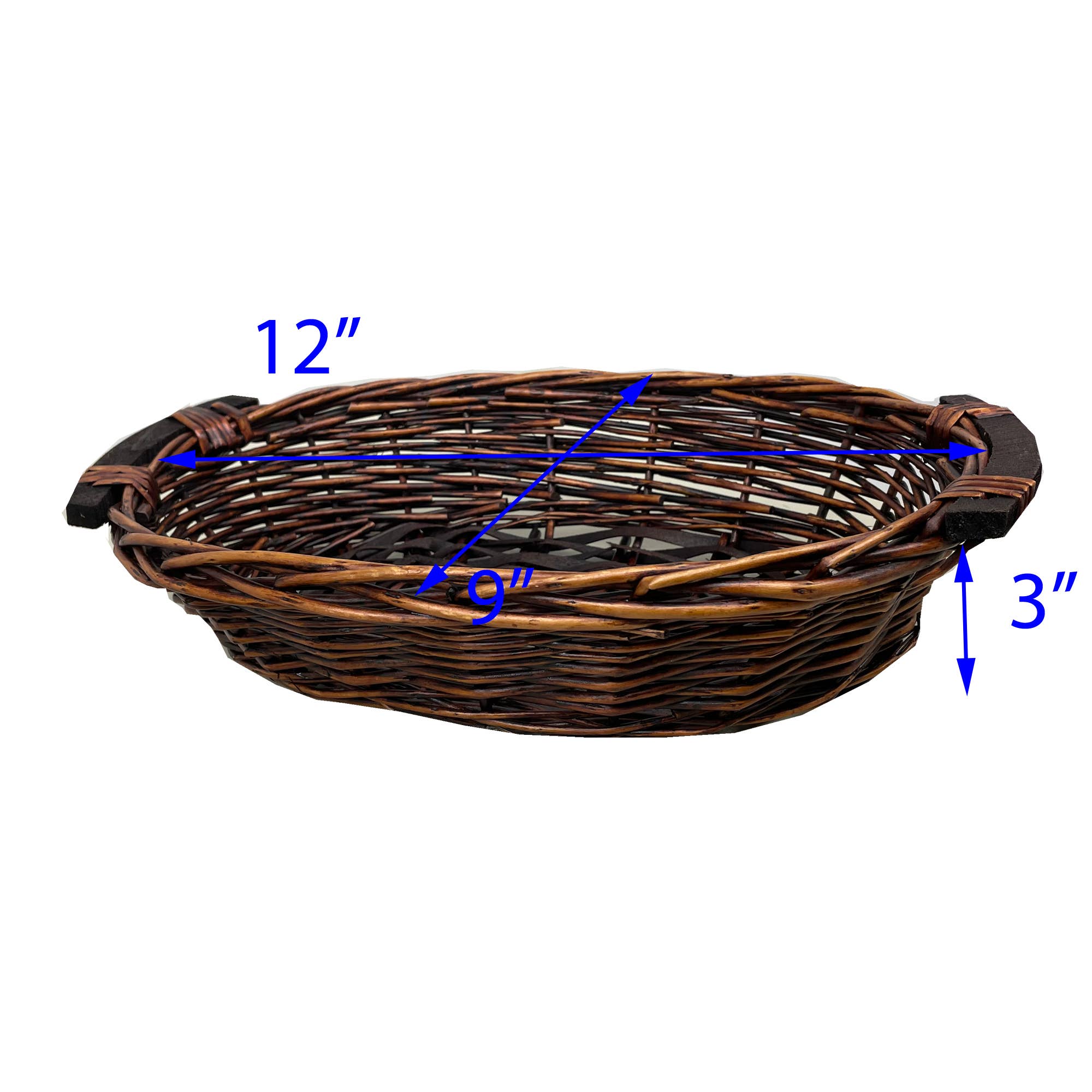 Bospak - Wholesale Decorative Tray - 12" Oval Willow Tray Dark Brown Finish1