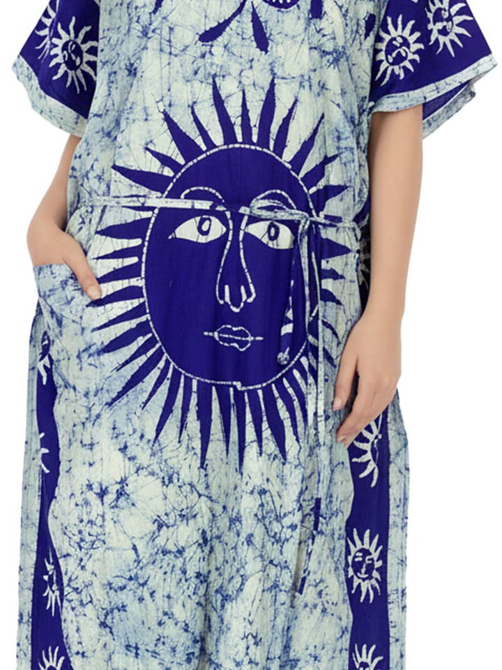 HAPPY BAY Women Long Caftan Blue ,Sun P01560 for wholesale by LA LEELA \ HAPPY BAY