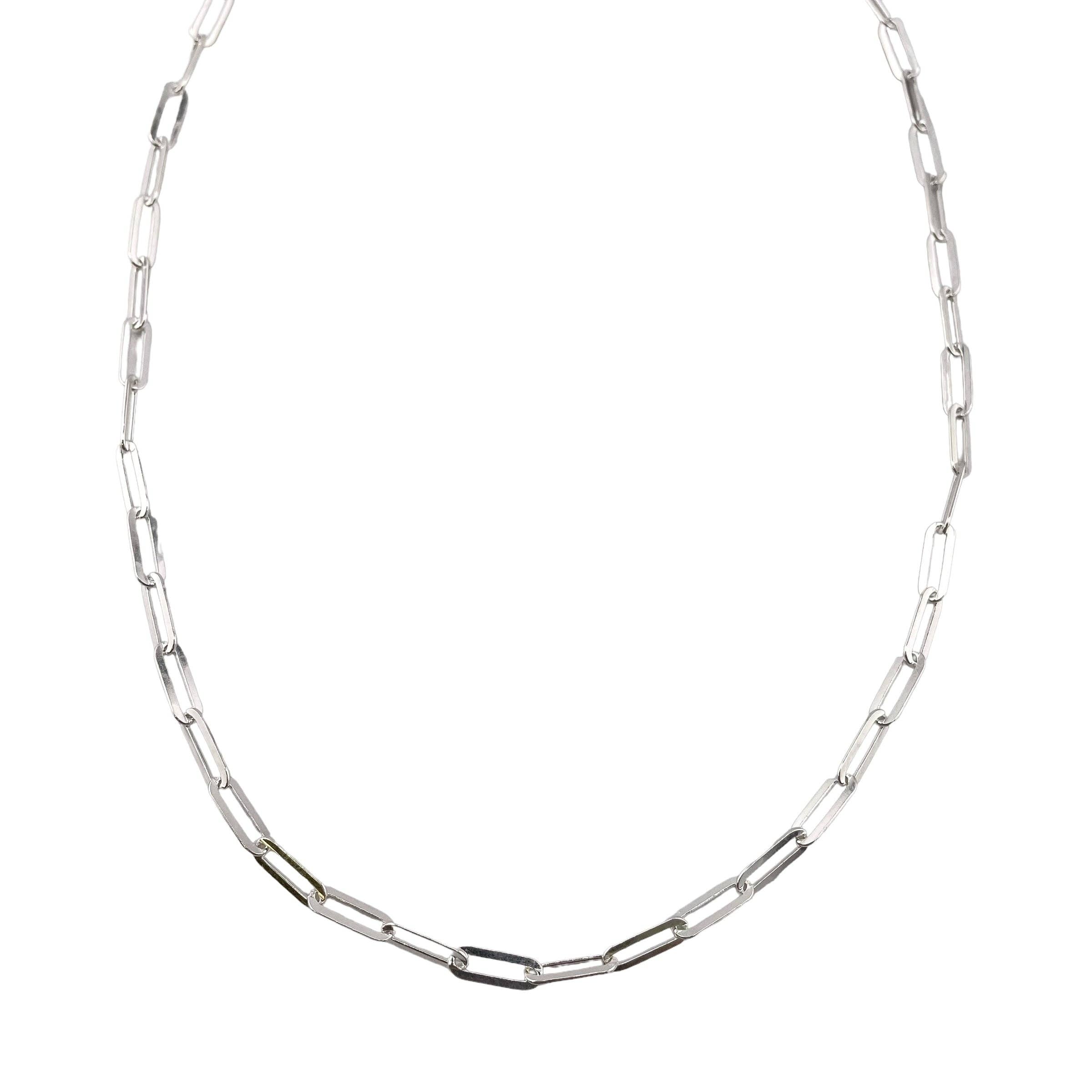 Select Lines - Wholesale Link & Chain Necklace - Sterling Silver Paper Clip Flat 080 (3.3mm) Necklace Chain Italian Italy Solid .925 Jewelry1