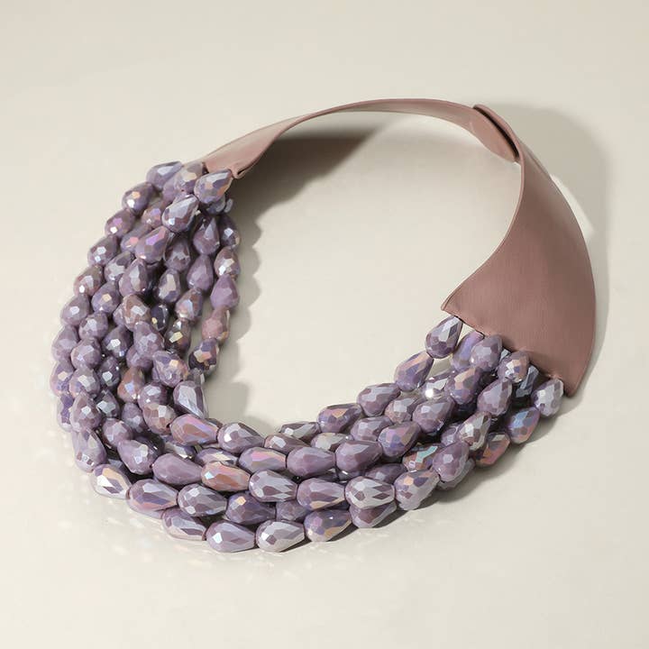 Sensibling Corp. - Wholesale Beaded/Pearl Necklace - Chunky Teardrop Bead Multi Faux Leather Magnetic Necklace