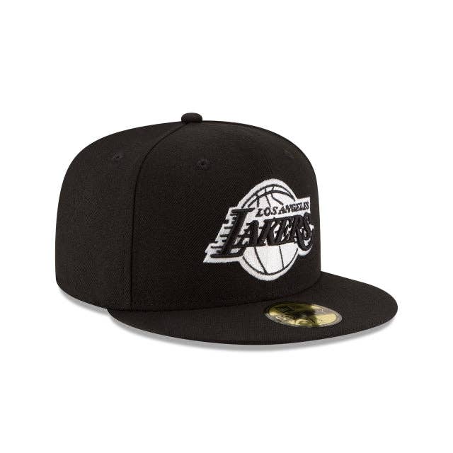 Rat City Sk8 Shop - Vente Casquette à visière plate – unisexe - CASQUETTE CINTRÉE NOIRE ET BLANCHE 59FIFTY NEW ERA DES LOS ANGELES LAKERS2