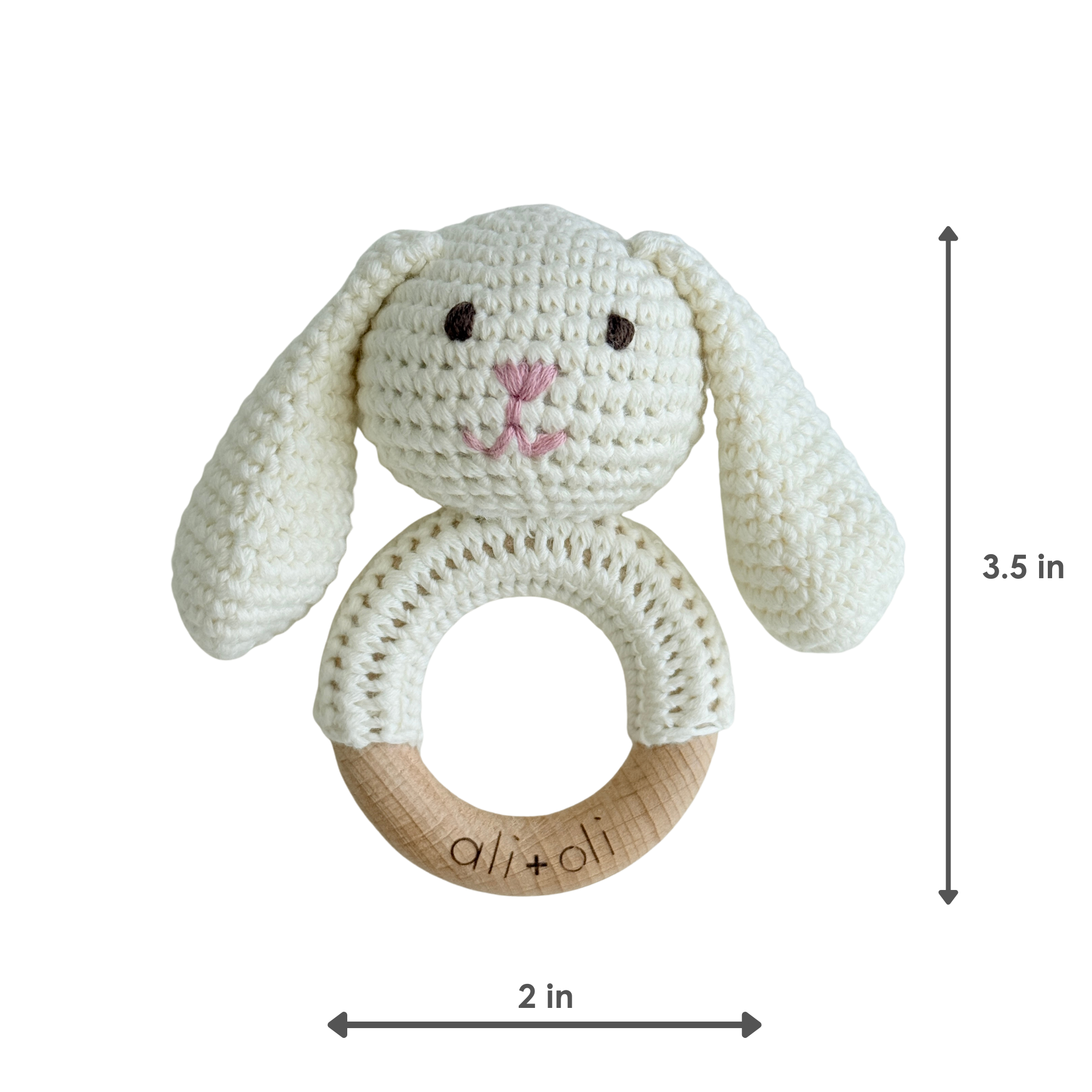 Ali+Oli - Wholesale Handheld Rattle - Baby - Baby Teething Toy Rattle Wood Ring Crochet (Rabbit)2