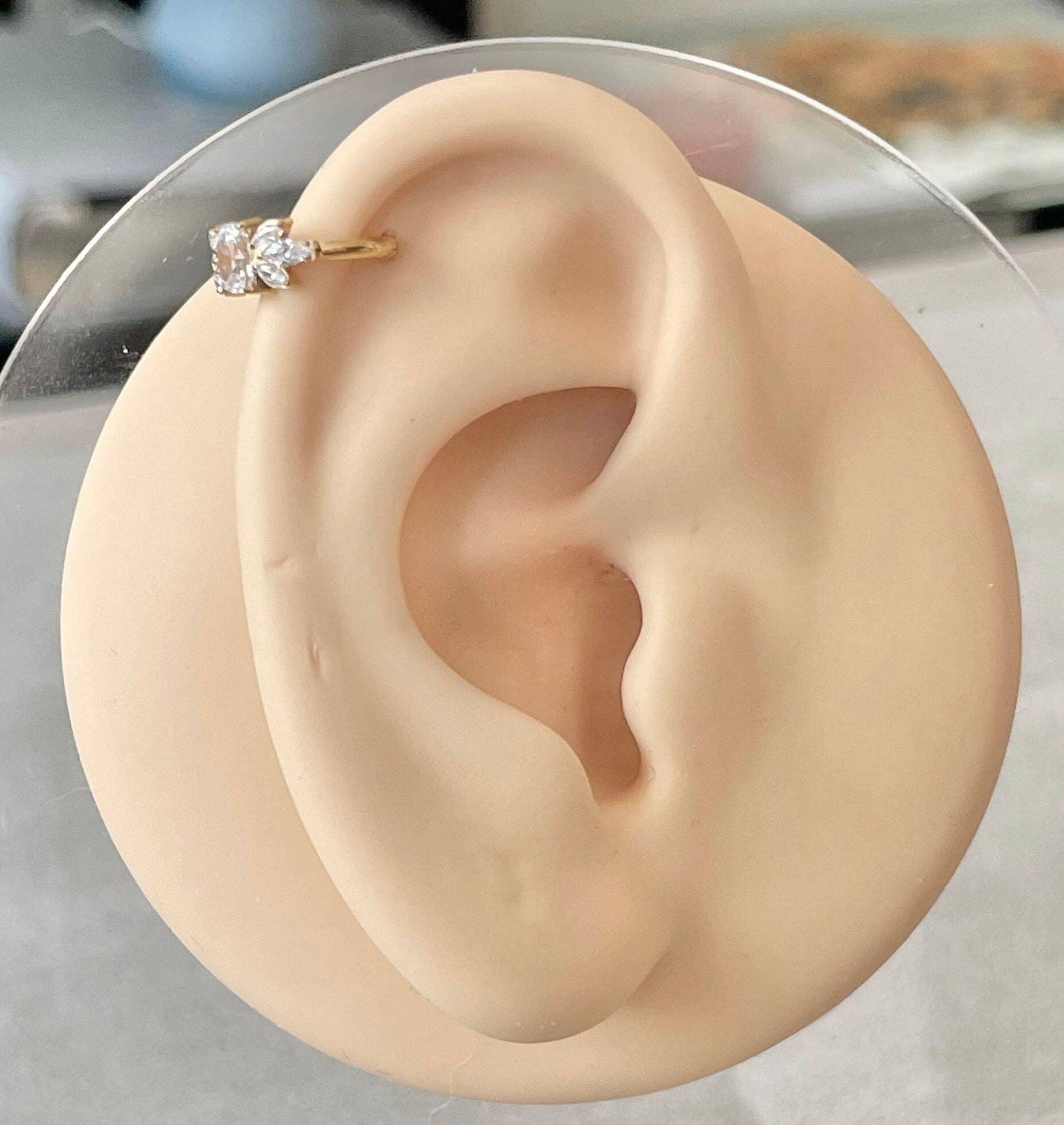 Elara Body Jewelry - Wholesale Single Earring - Gold Helix or Conch Earring (16G | 8mm or 10mm | Titanium | Gold or Silver)1