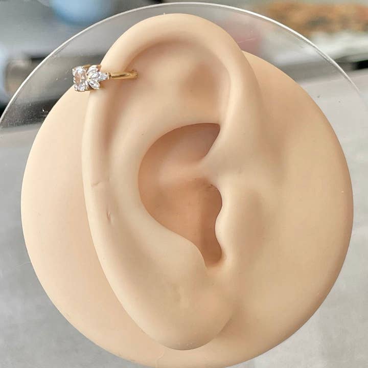 Elara Body Jewelry - Wholesale Single Earring - Gold Helix or Conch Earring (16G | 8mm or 10mm | Titanium | Gold or Silver)1