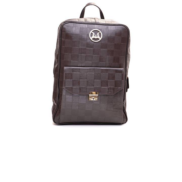 Brun rutig ryggsäck för wholesale av Winston Luxury Leather