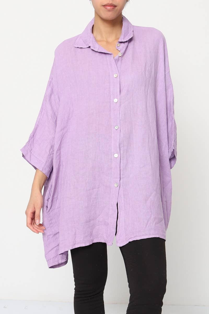 LÉA & LUC - Wholesale Button Down Shirt - Women's - 100% Linen Shirt REF. 285816