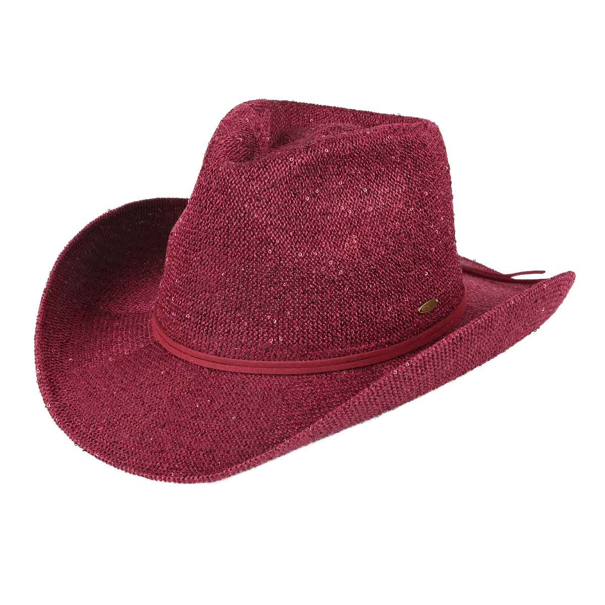 Fashion City – wholesale Cowboyhatt - Dam – Paljett Cowboyhatt med mocka String12