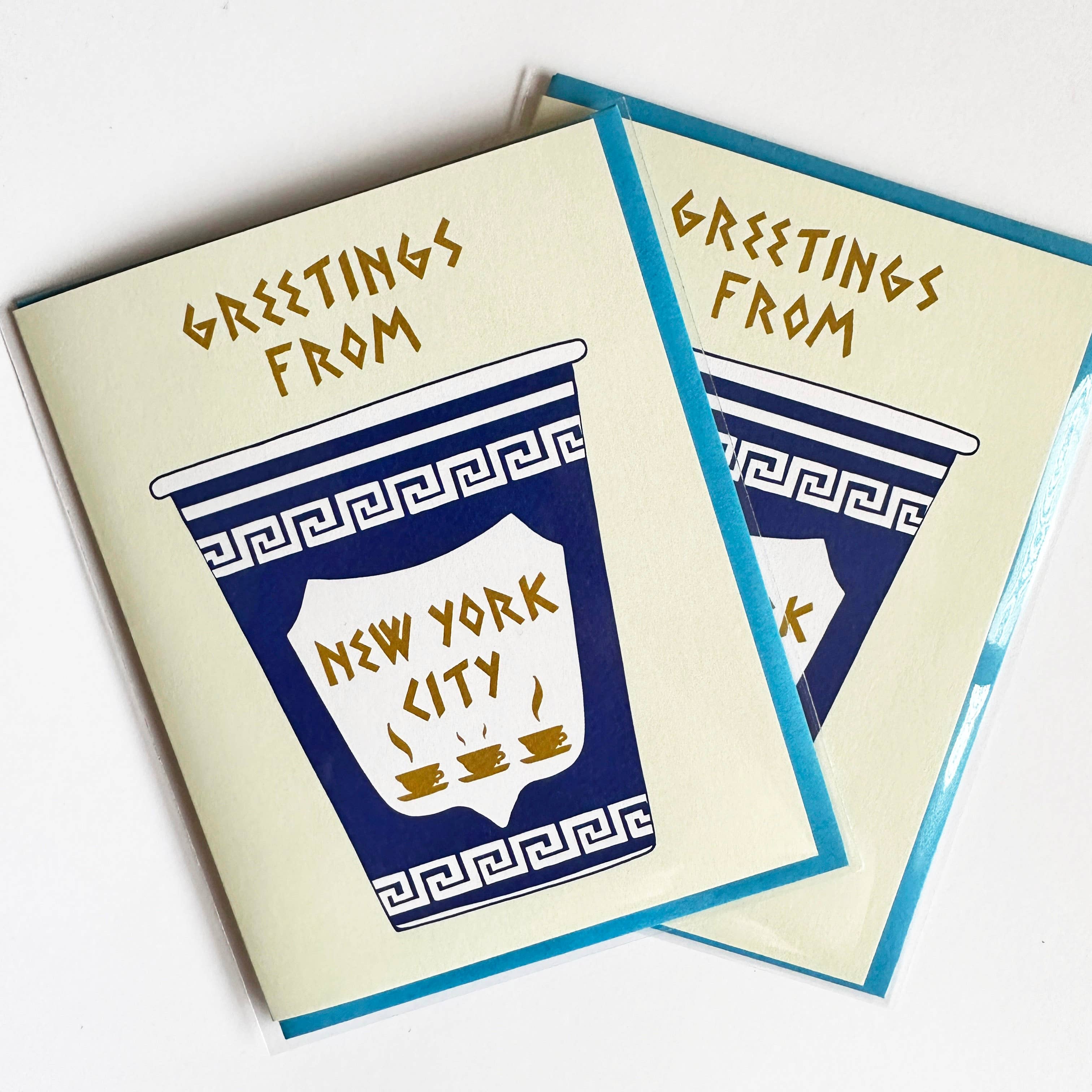 Made by Nilina - Vendita all'ingrosso Biglietti di auguri generici - Biglietto di auguri con tazza di caffè greco a New York City, NYC Souvenir1