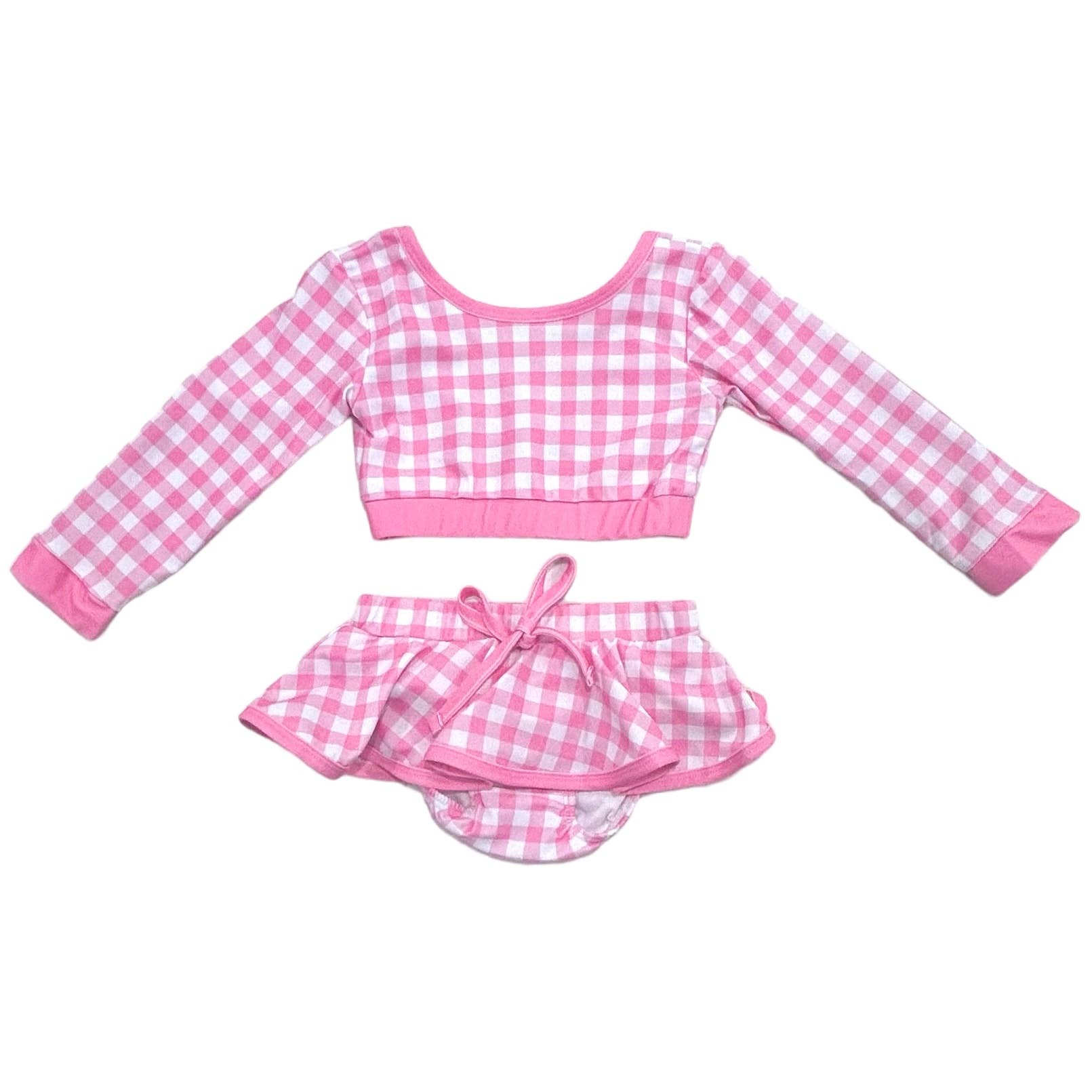 Sugar Bee Clothing – Engroshandel Bikini – til børn – Pige Badedragt - Nederdel Bikini - Pink Gingham5