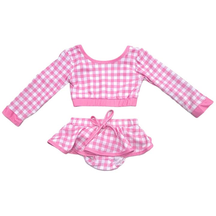 Sugar Bee Clothing – Engroshandel Bikini – til børn – Pige Badedragt - Nederdel Bikini - Pink Gingham5