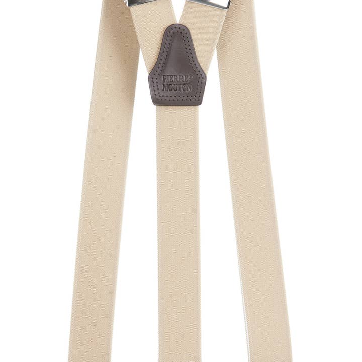 Hosenträger Strong Beige 3 Clips/140 cm | Handgefertigt für den Großhandel von Pierre Mouton