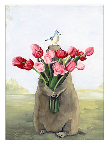 Groundhog Tulips - Artist: Kim Ferreira - GKF371 for wholesale by Masala Cards
