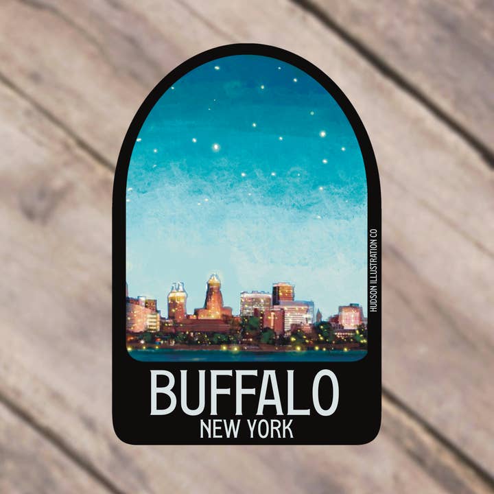 Buffalo New York sticker/magneet/print/briefkaart voor wholesale door Hudson Illustration Co - About Town Co