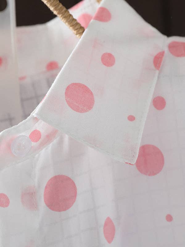VividLux - Wholesale Button Down Shirt - Women's - Long Sleeves Loose Polka-Dot Lapel Shirts Tops5