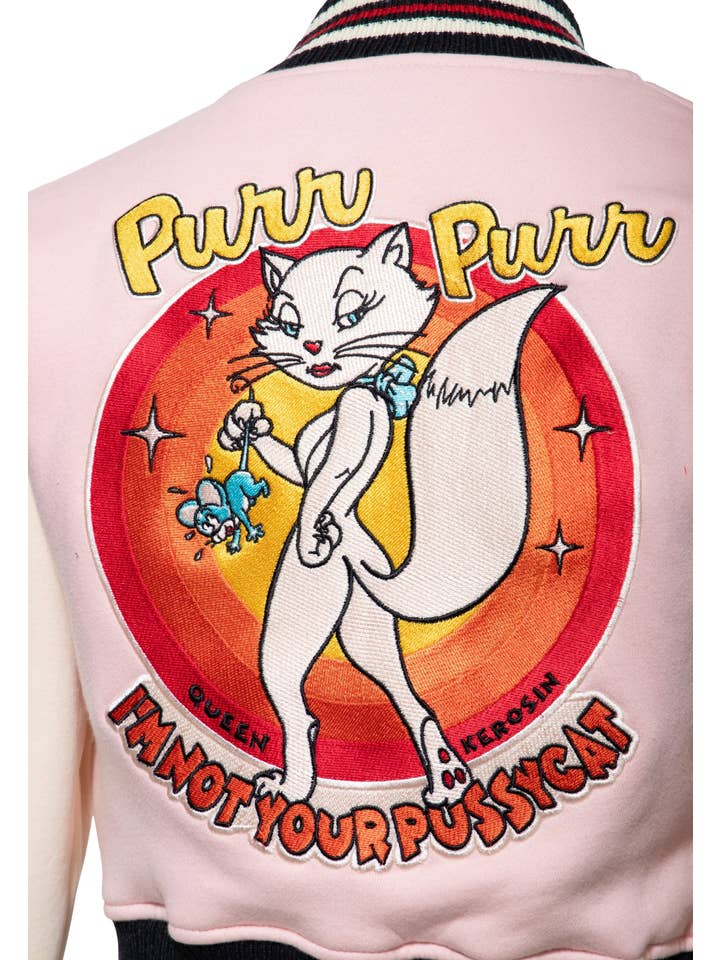 pink College Jacket "Purr Purr" for wholesale on Faire3