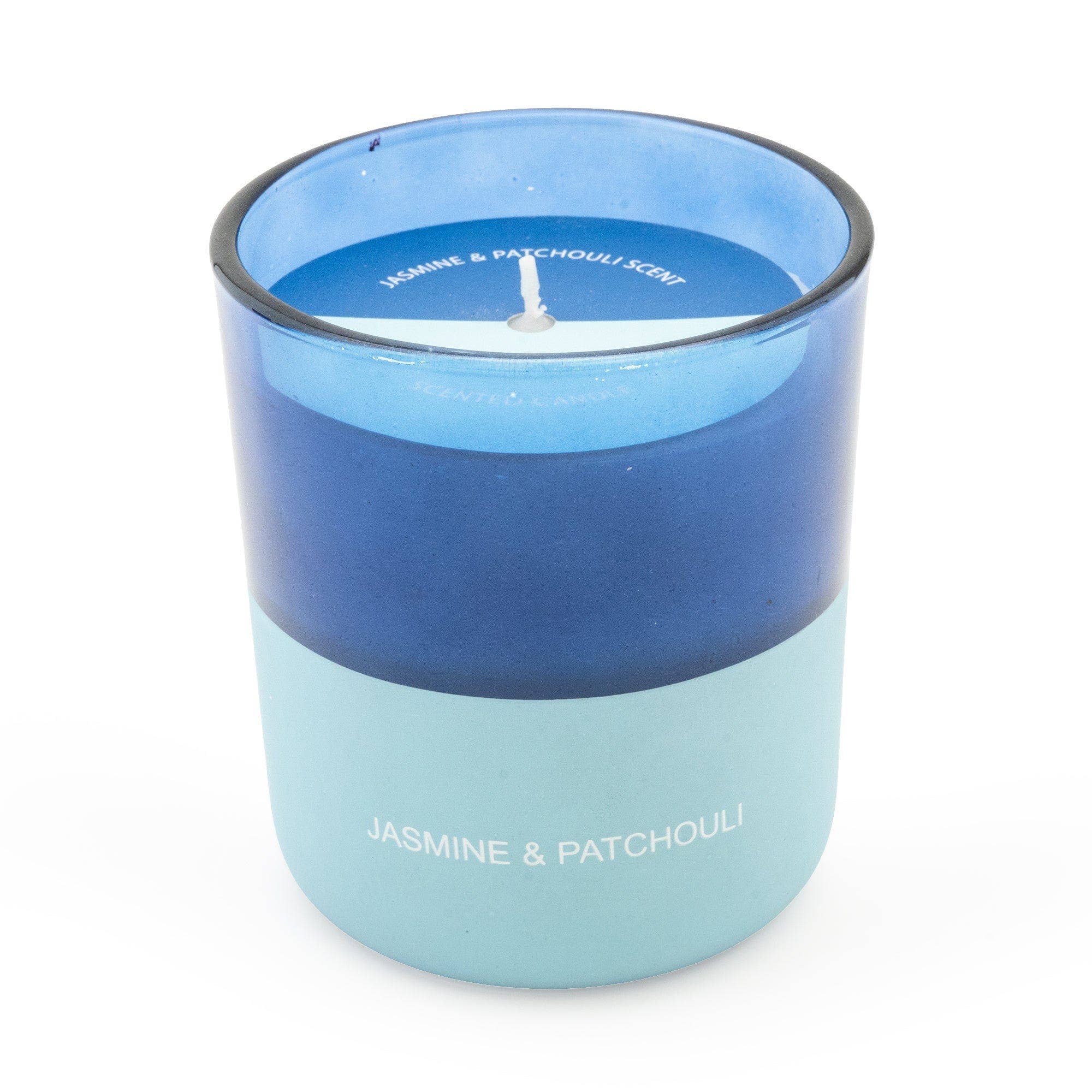 Candlelight Products Ltd – wholesale Jar/filled candle – Candle Two Tone Blue Jasmine & Patchouli Scent 6PK1